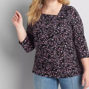 NWT LB pleat neck illusion top